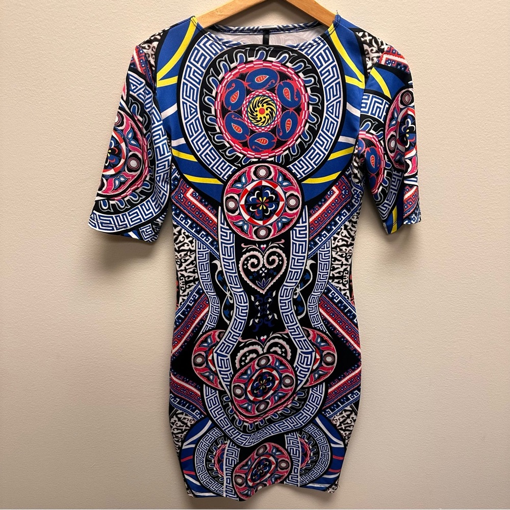 Goodtime USA Colorful Geometric Pattern Dress Bodycon Fitted Womens Size S